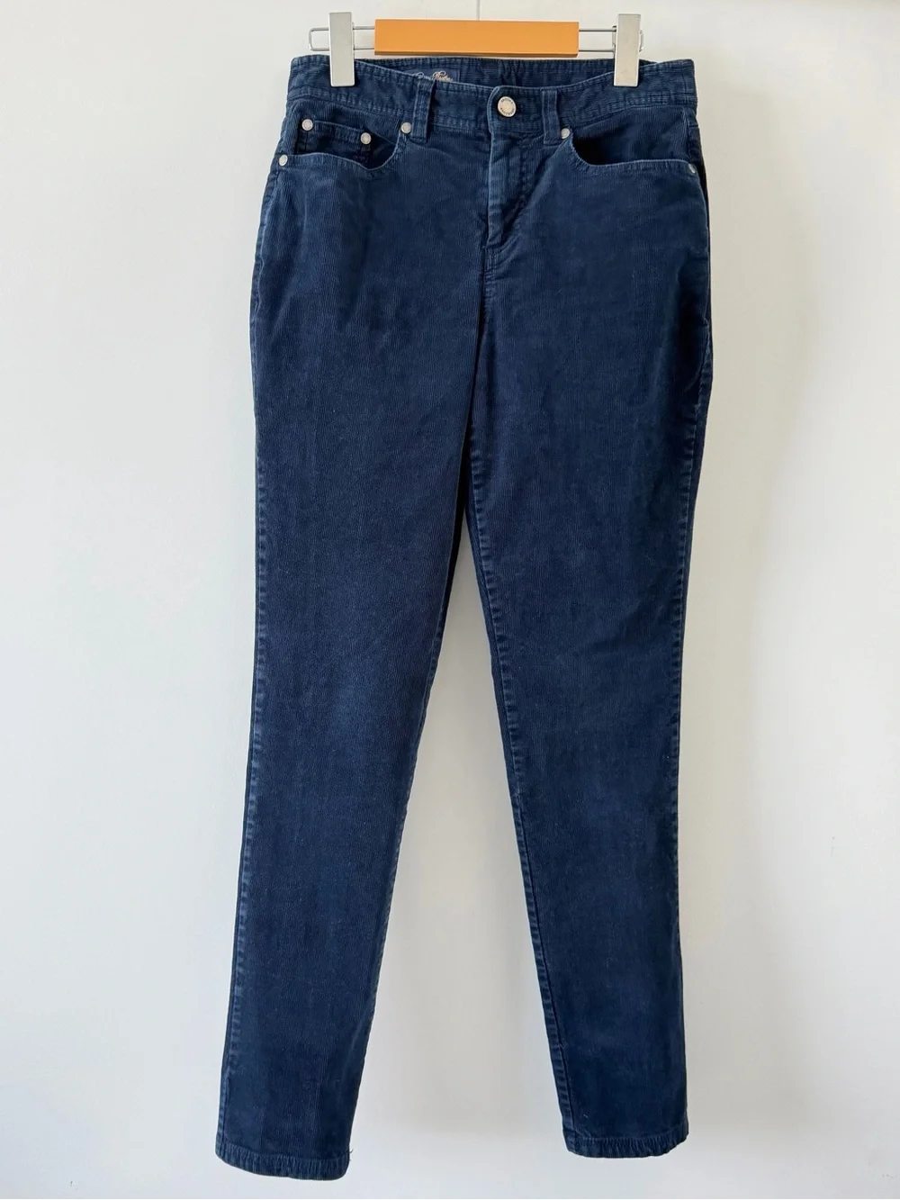 Brooks Brothers Navy Corduroy Pants US 4 Slim Straight Mid Rise Quiet Luxury - Picture 14 of 15